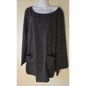 Studio M Black Space Dye Flecked 3/4-Sleeve Pocket Tunic Size XL